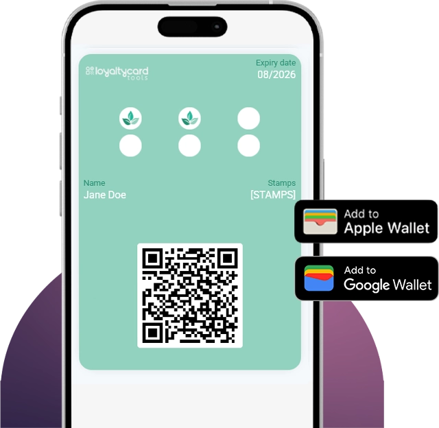 punch card example with buttons to the wallet